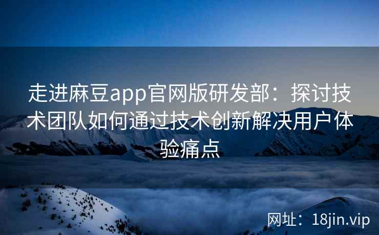 走进麻豆app官网版研发部:探讨技术团队如何通过技术创新解决用户体验痛点 走进麻豆app官网版研发部:探讨技术团队如何通过技术创新解决用户体验痛点